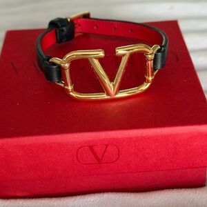 Valentino VLogo Leather Bracelet